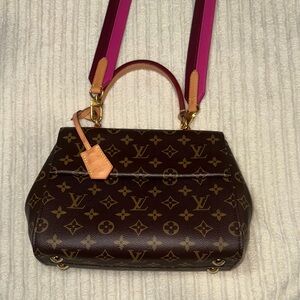 Louis Vuitton Cluny BB 
Monogram Shoulder Bag with Pink Strap